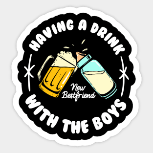 funny fathers day drinking beer baby bottle Sticker